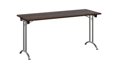 SLC 160 chrom skládací jednací stůl 1600x600, deska 25 mm, podnož chrom, deska ořech královský